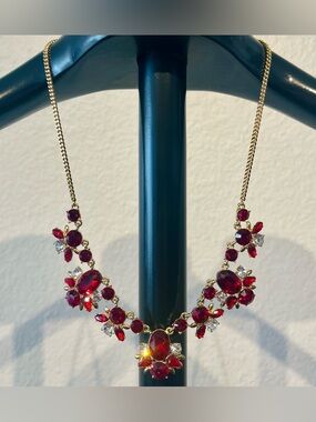 Givenchy Gold-Tone Red Crystal Statement Necklace